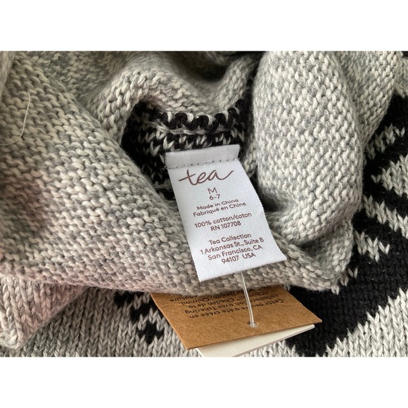 NWT Tea Collection Gray/Black Chimmi Choden Geo Sweater - girls M (6-7) - Picture 5 of 10
